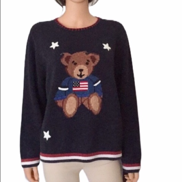 Sag Harbor Sweaters - Vintage Sag Harbor sport teddy bear emblem sweater